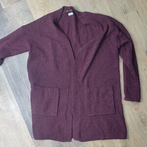 XXL burgundy open cardigan with pockets - Reitmans plus size - soft and thick